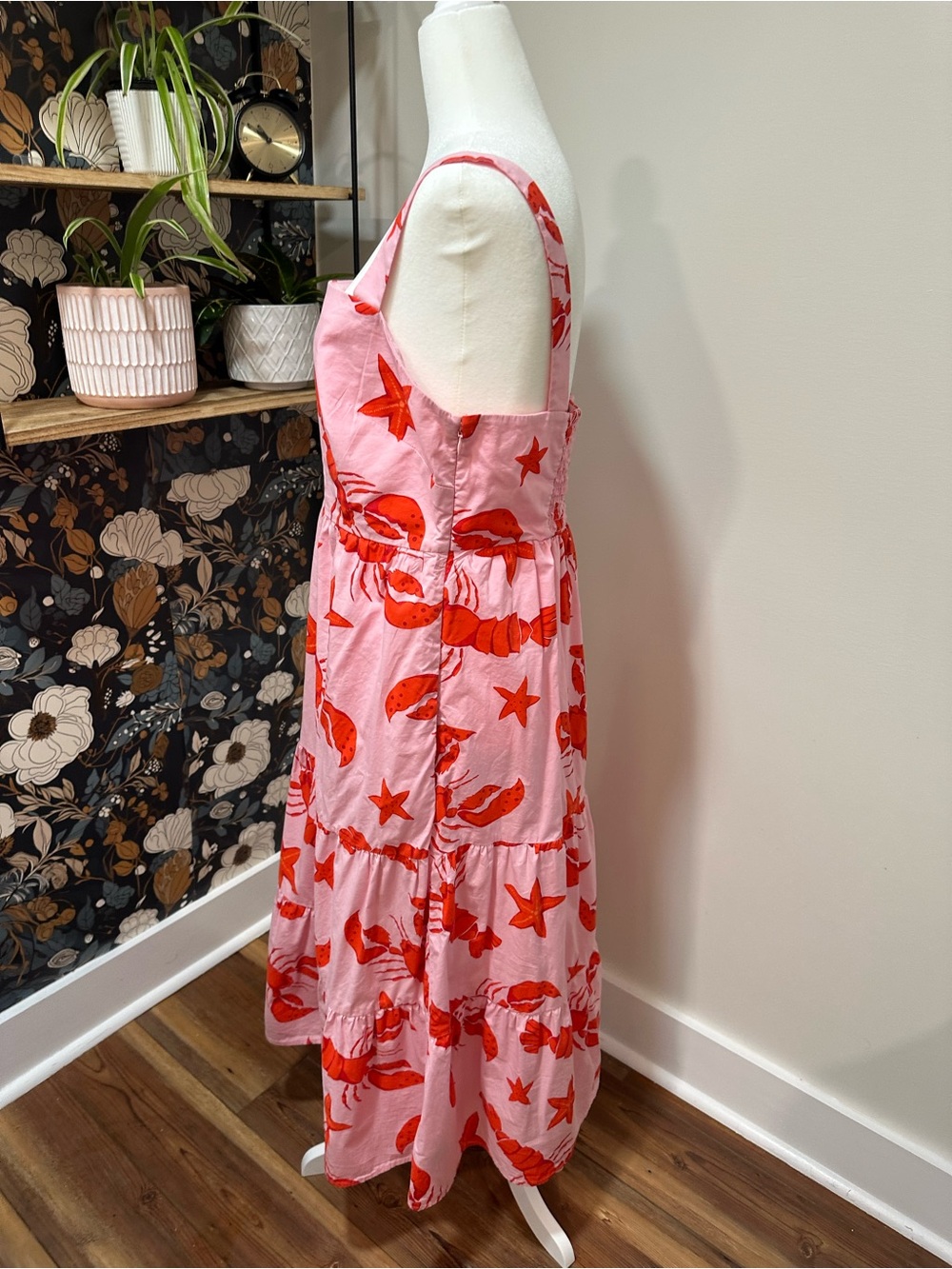 J. Crew Pink Maxi Dress with Red Starfish & Shell Print - Picture 2 of 6